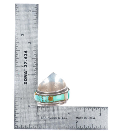 sz11 snow Horse Hopi sterling silver cobblestone corn row turquoise ring