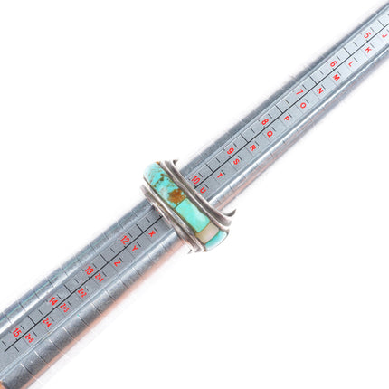 sz11 snow Horse Hopi sterling silver cobblestone corn row turquoise ring