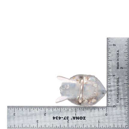 sz6 Big vintage Zuni sterling silver horned Kachina inlay ring