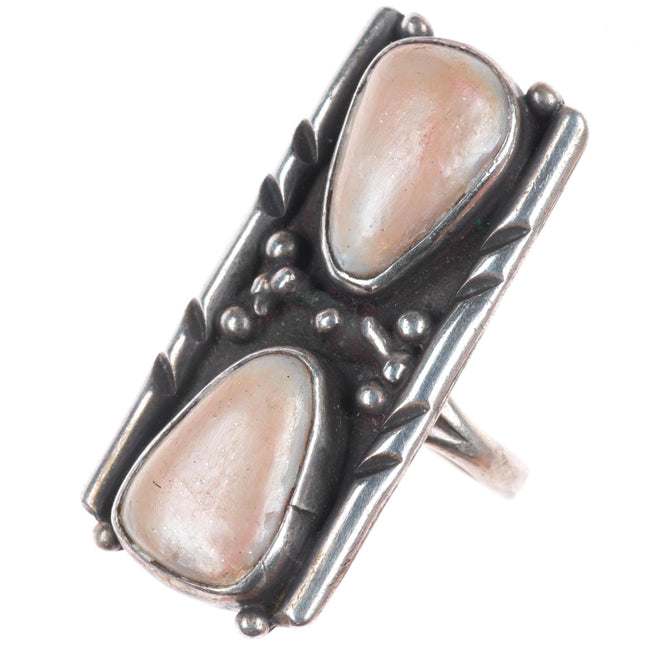 sz9 Vintage AG Navajo sterling silver mabe pearl ring