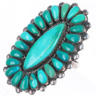 sz9.5 big vintage Zuni high grade turquoise cluster ring sterling silver