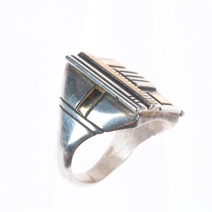 sz12 Herbert Begaye Navajo sterling silver 14k gold modernist style men's ring