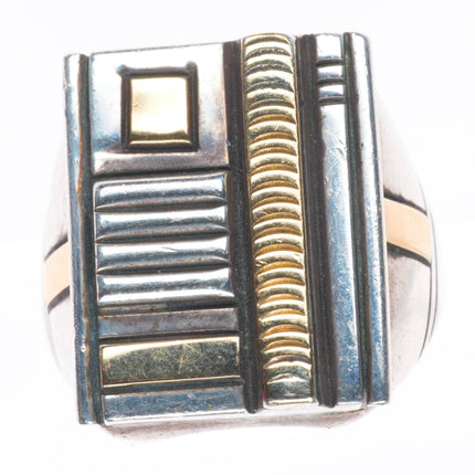 sz12 Herbert Begaye Navajo sterling silver 14k gold modernist style men's ring