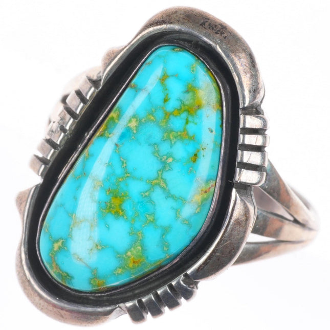 sz9 Vintage Navajo sterling silver ring high grade waterweb turquoise