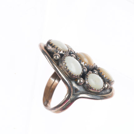 sz8 DR Navajo sterling silver vintage mother of pearl cluster ring