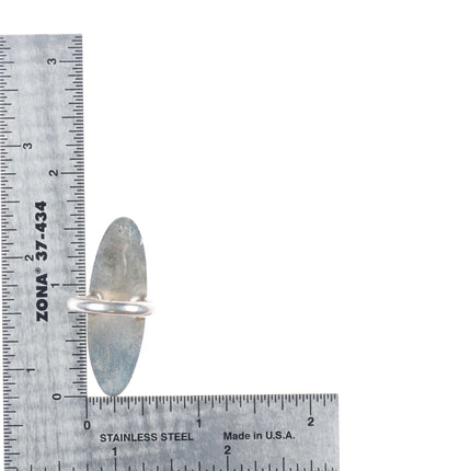 sz7.5 shannon Lamson Hopi overlay long kachina ring sterling silver