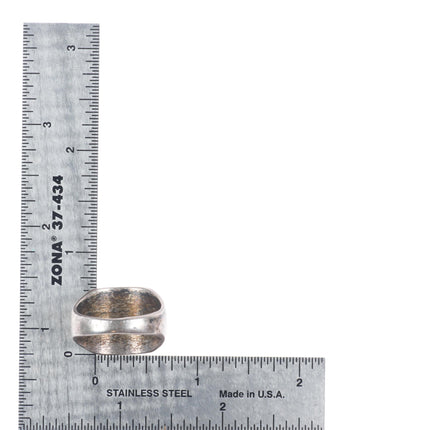 sz10.5 vintage Navajo sterling silver turquoise inlay bear paw men's ring