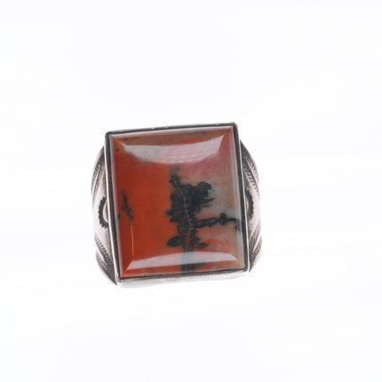 sz8 30's-40's Vintage Navajo sterling/ingot silver petrified wood ring