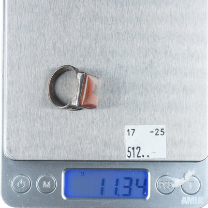 sz8 30's-40's Vintage Navajo sterling/ingot silver petrified wood ring