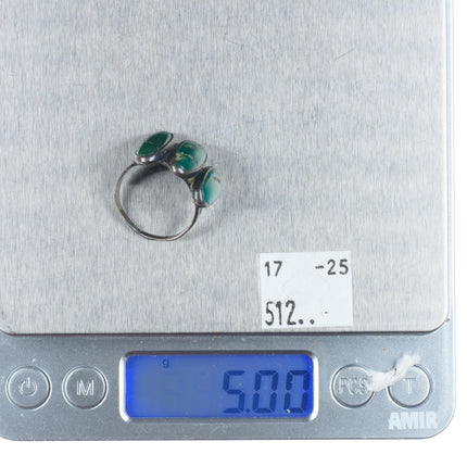 sz7.5 30's-40's Navajo Cerrillos turquoise Fred Harvey sterling silver ring