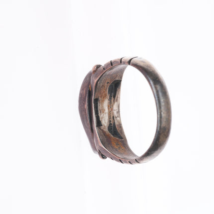 sz11 Vintage Navajo sterling silver high grade turquoise slim men's ring