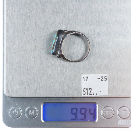 sz11 Vintage Navajo sterling silver high grade turquoise slim men's ring