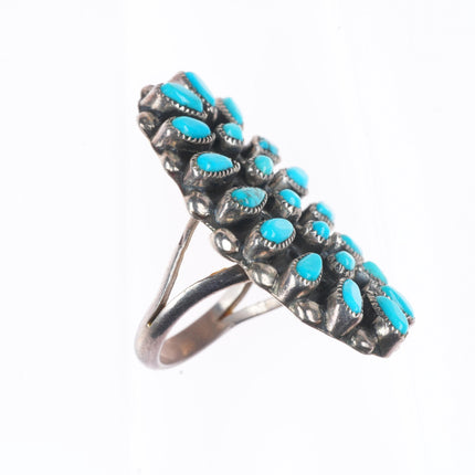 sz6.75 Valentino & Matilda Banteah Zuni sterling silver turquoise cluster ring