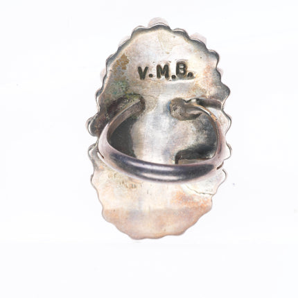 sz6.75 Valentino & Matilda Banteah Zuni sterling silver turquoise cluster ring