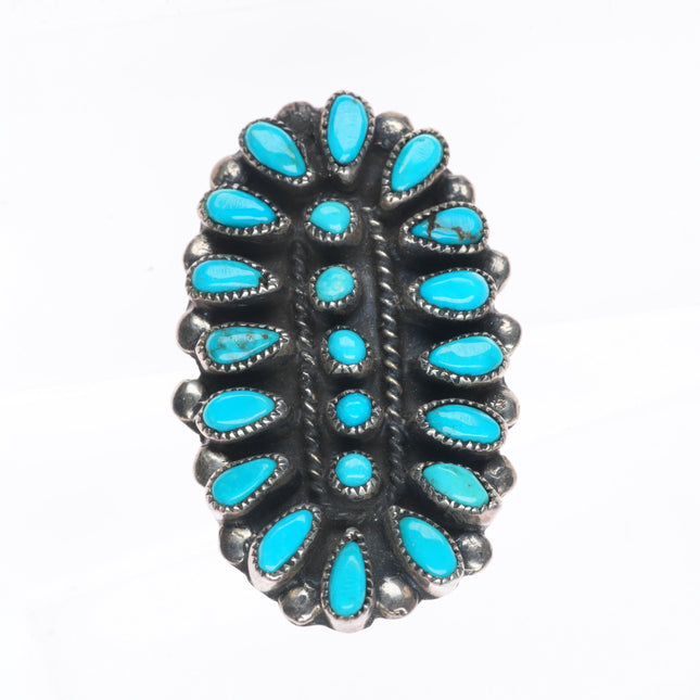 sz6.75 Valentino & Matilda Banteah Zuni sterling silver turquoise cluster ring