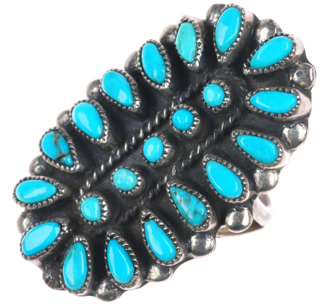 sz6.75 Valentino & Matilda Banteah Zuni sterling silver turquoise cluster ring
