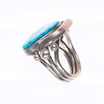 sz9.5 Vintage Orville Tsinnie Navajo sterling silver high grade turquoise ring