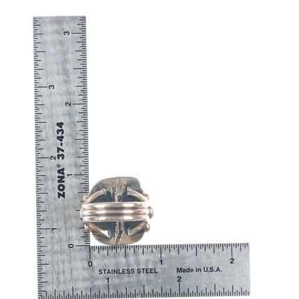 sz9.5 Vintage Orville Tsinnie Navajo sterling silver high grade turquoise ring