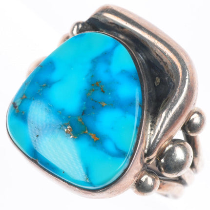 sz9.5 Vintage Orville Tsinnie Navajo sterling silver high grade turquoise ring