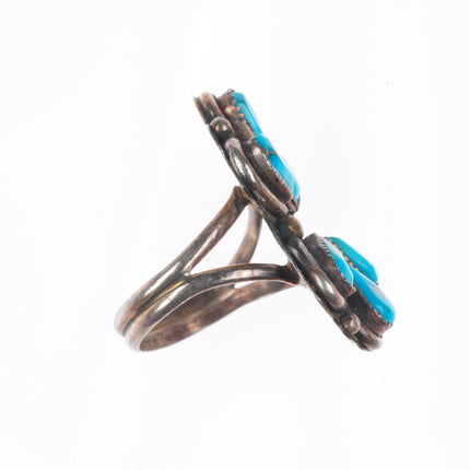 sz7 Vintage AH Zuni sterling silver 6 stone ring high grade turquoise