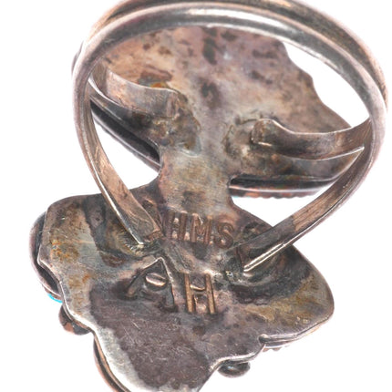 sz7 Vintage AH Zuni sterling silver 6 stone ring high grade turquoise