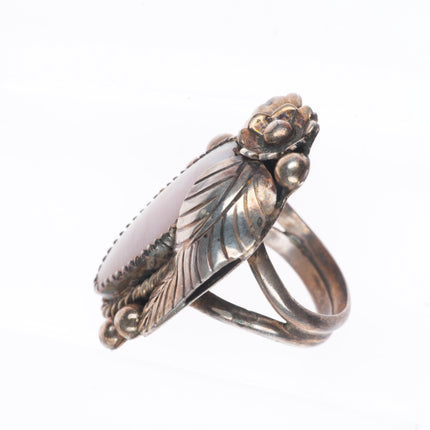 sz6.5 Vintage WD Navajo sterling silver pink mother of pearl feather ring
