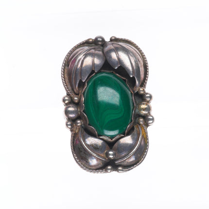 sz9.5 Vintage Les Baker shop southwestern/Navajo sterling silver malachite ring