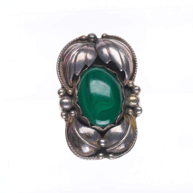 sz9.5 Vintage Les Baker shop southwestern/Navajo sterling silver malachite ring
