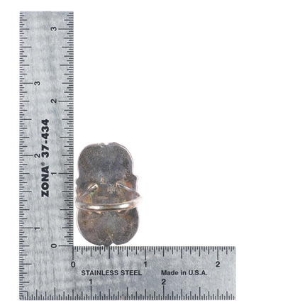 sz9.5 Vintage Les Baker shop southwestern/Navajo sterling silver malachite ring