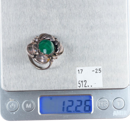 sz9.5 Vintage Les Baker shop southwestern/Navajo sterling silver malachite ring