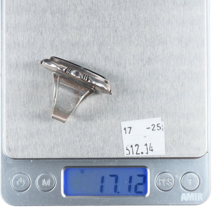 sz9 adjustable Gilbert Nelson Navajo high grade turquoise inlay onyx ring