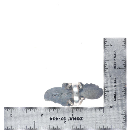 sz7 Phil Chapo Navajo sterling silver long ring with turquoise