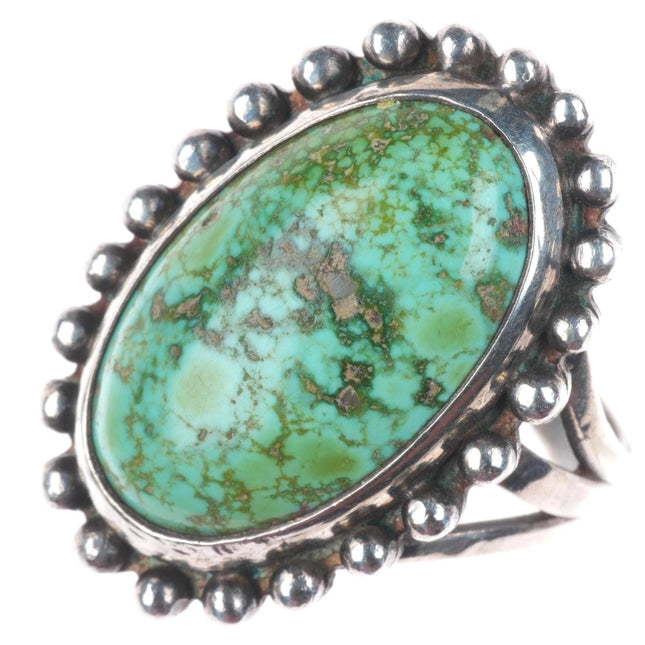 sz9 c1940 Vintage Navajo sterling silver high grade waterweb turquoise ring