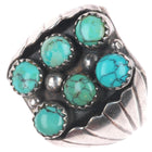 sz11 Vintage Navajo sterling silver spiderweb turquoise snake eye ring