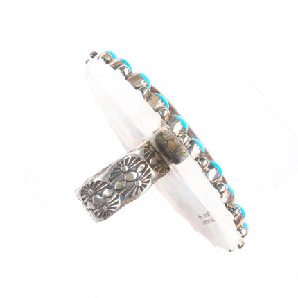 sz10 Kenneth Jones Navajo sterling silver boulder turquoise snake eye ring