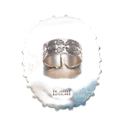 sz10 Kenneth Jones Navajo sterling silver boulder turquoise snake eye ring