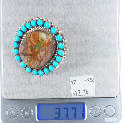 sz10 Kenneth Jones Navajo sterling silver boulder turquoise snake eye ring