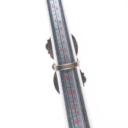 sz9 Huge Vintage Navajo sterling silver feather/blossom ring with turquoise