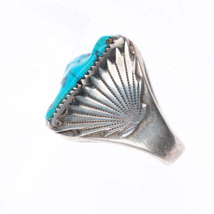 sz12 Big vintage Robert and Bernice Leekya Zuni sterling silver turquoise ring
