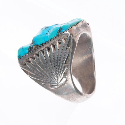 sz12 Big vintage Robert and Bernice Leekya Zuni sterling silver turquoise ring