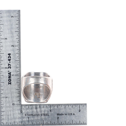 sz12 Big vintage Robert and Bernice Leekya Zuni sterling silver turquoise ring