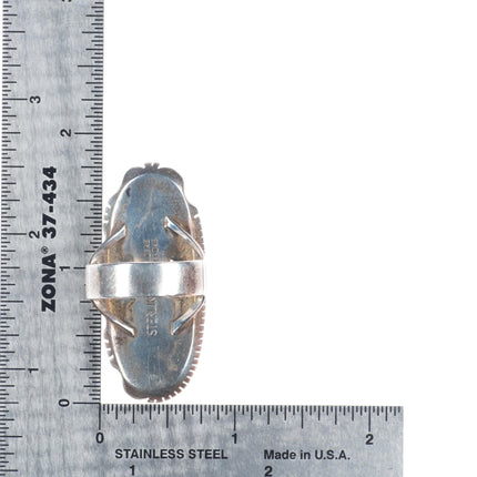 sz7.5 Eugene Belone Navajo King's Manassa Turquoise long sterling silver ring