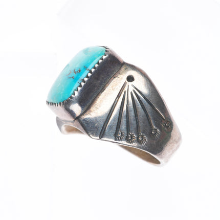 sz12 Vintage Orville Tsinnie Navajo sterling silver men's ring with turquoise