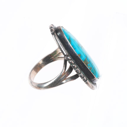 sz7.5 Vintage Navajo sterling silver high grade turquoise long ring