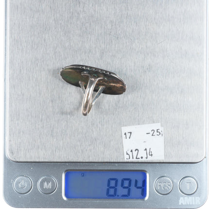 sz7.5 Vintage Navajo sterling silver high grade turquoise long ring