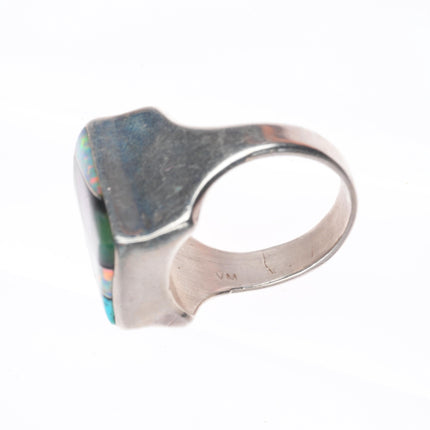 sz11.5 Vintage VM Native American sterling silver, turquoise, opal sugilite ring