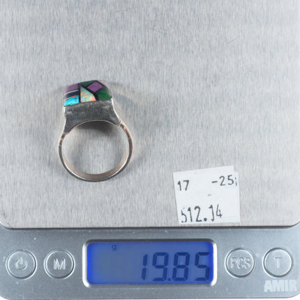 sz11.5 Vintage VM Native American sterling silver, turquoise, opal sugilite ring