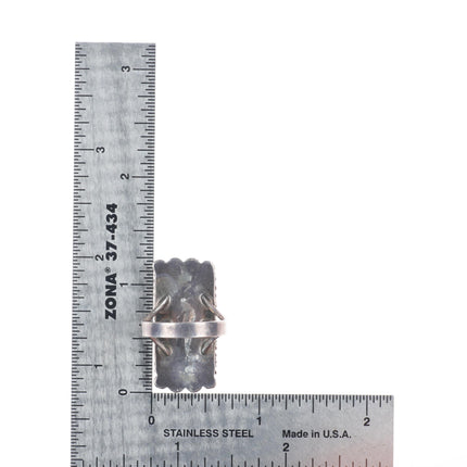 sz6.5 big vintage Navajo sterling silver green/maroon jasper ring