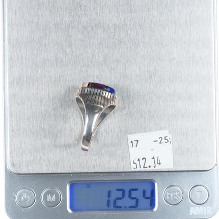 sz11.75 Ray Jack Navajo sterling silver intarsia inlay multi-stone men's ring