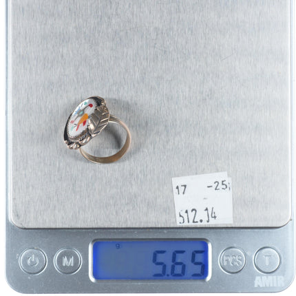 sz6 Vintage Zuni sterling silver Ghan dancer inlay women's ring